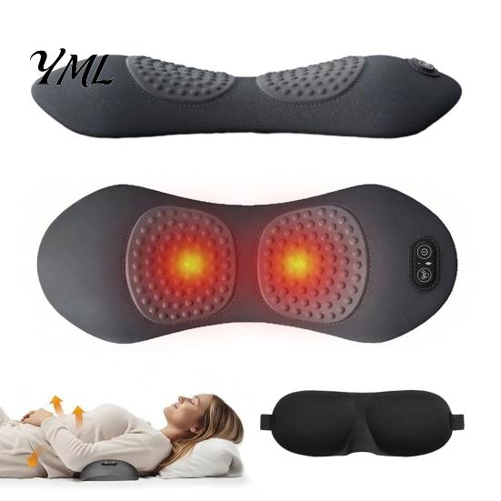 Ergonomic Memory Foam Waist Cushion 3-in-1 Lumbar Support Pillow, Triple Fusion Lower Back Massager with Heat, Vibration, Electric Breathable for Desk