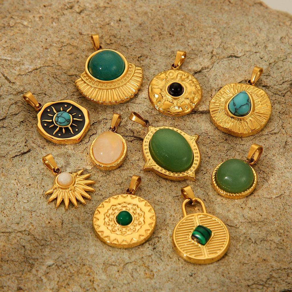 European American Style Light Luxury Natural Stone Titanium Steel Pendant Jewelry Accessories