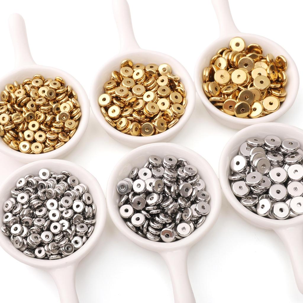 5-100 шт. Плоские круглые бусины-разделители из нержавеющей стали для изготовления браслетов, ожерелий и других ювелирных изделий своими руками