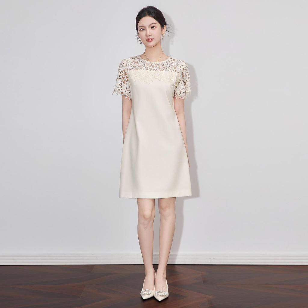 Высококачественное женское летнее А-силуэтное платье с кружевной вышивкой
