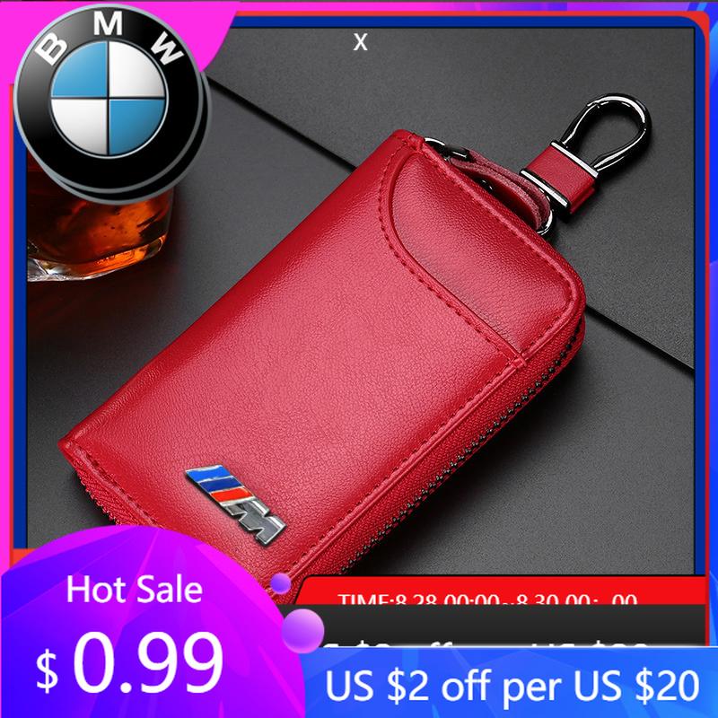 BAGF7 Car Sticker Hot For BMW Leather Car Key Bag Keychain Case Storage Cover For BMW M Performance M3 M5 M6 F01 G20 X1 X2 X3E60 F10 F