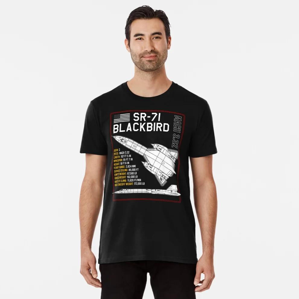 SR71 Blackbird Стратегический Разведывательный Самолет Чертеж Футболка Новая 100% Хлопок Короткий Рукав Круглый Вырез Повседневные Футболки