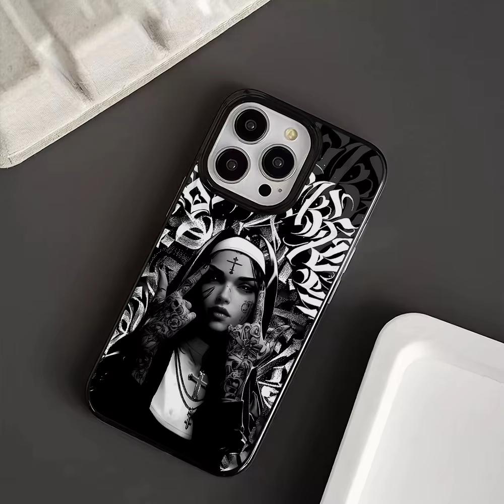 Модный Чехол для Телефона 'Курящая Монахиня' Для iPhone 17 Air 16 15 14 13 12 11 Pro Max Plus Mini SE2020 2022 Защита от Отпечатков Пальцев Прочный Чехол