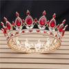 Baroque Large Tiaras Bride Wedding Crown Royal Queen King Round Diadem Bridal Headpiece Pageant Hair Jewelry Head Accessory