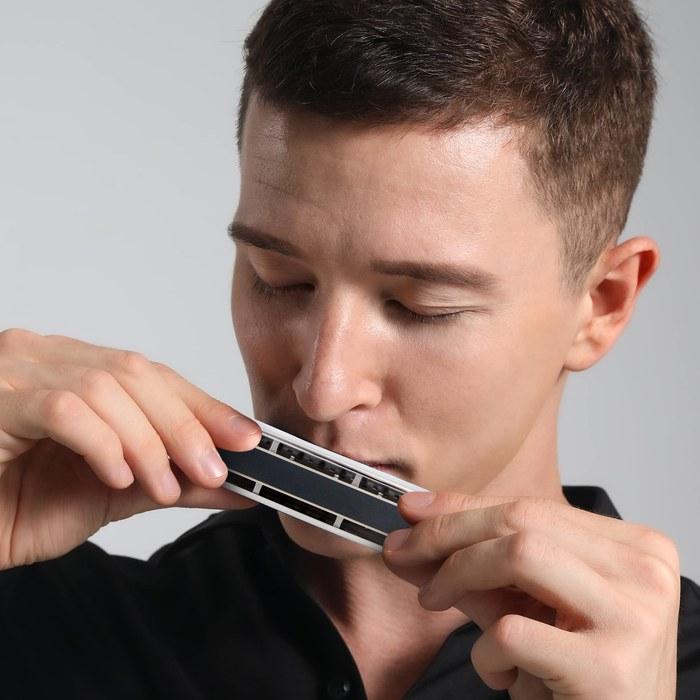 East Top Chromatic Harmonica 10-Hole 40-Tone C Key - Stainless Cover, ABS Case