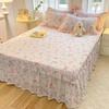 Pure Cotton Bed Skirt Single-piece Bed Hat Cotton Three-piece Set Thickened Fully Enclosed Lace Bed Cover Mattress Protective Cover Factory Wholesale