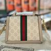 [Pre-Owned] Ophidia GG Series Logo Stripe Woven Chain Leather Mini Shoulder Bag - Excellent #SOFGMD