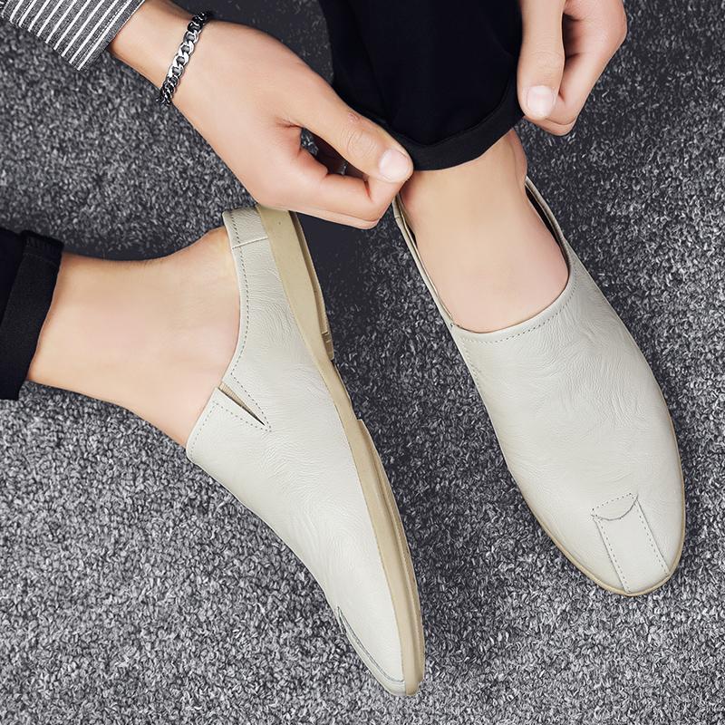 Summer Men'S Flat Bottomed Loafers Soft Soled Comfortable Slippers Lightweight Retro Brown Men'S Casual Shoes