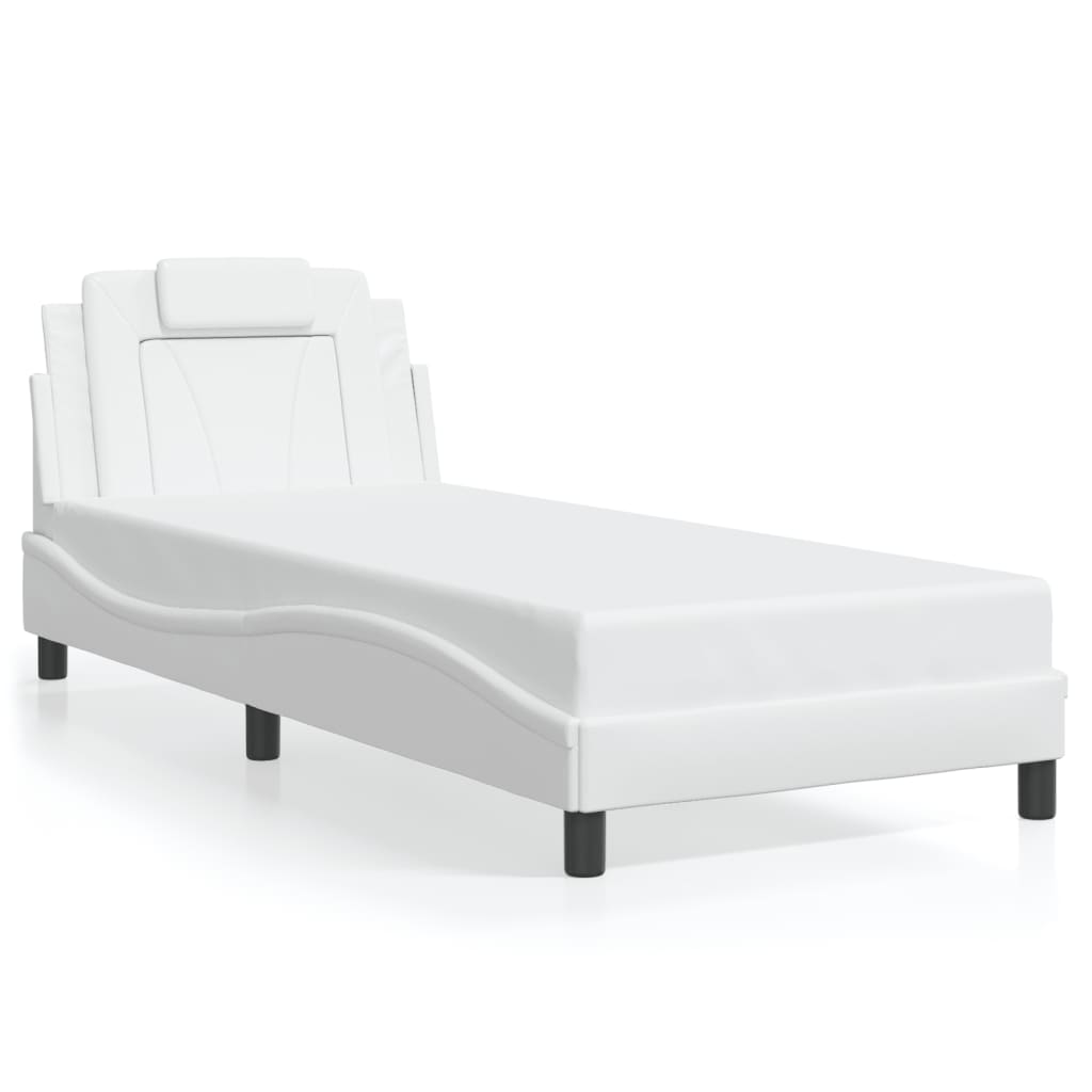 Vidaxl Rama Łóżka Z Led, Biała, 90X190 Cm, Sztuczna Skóra