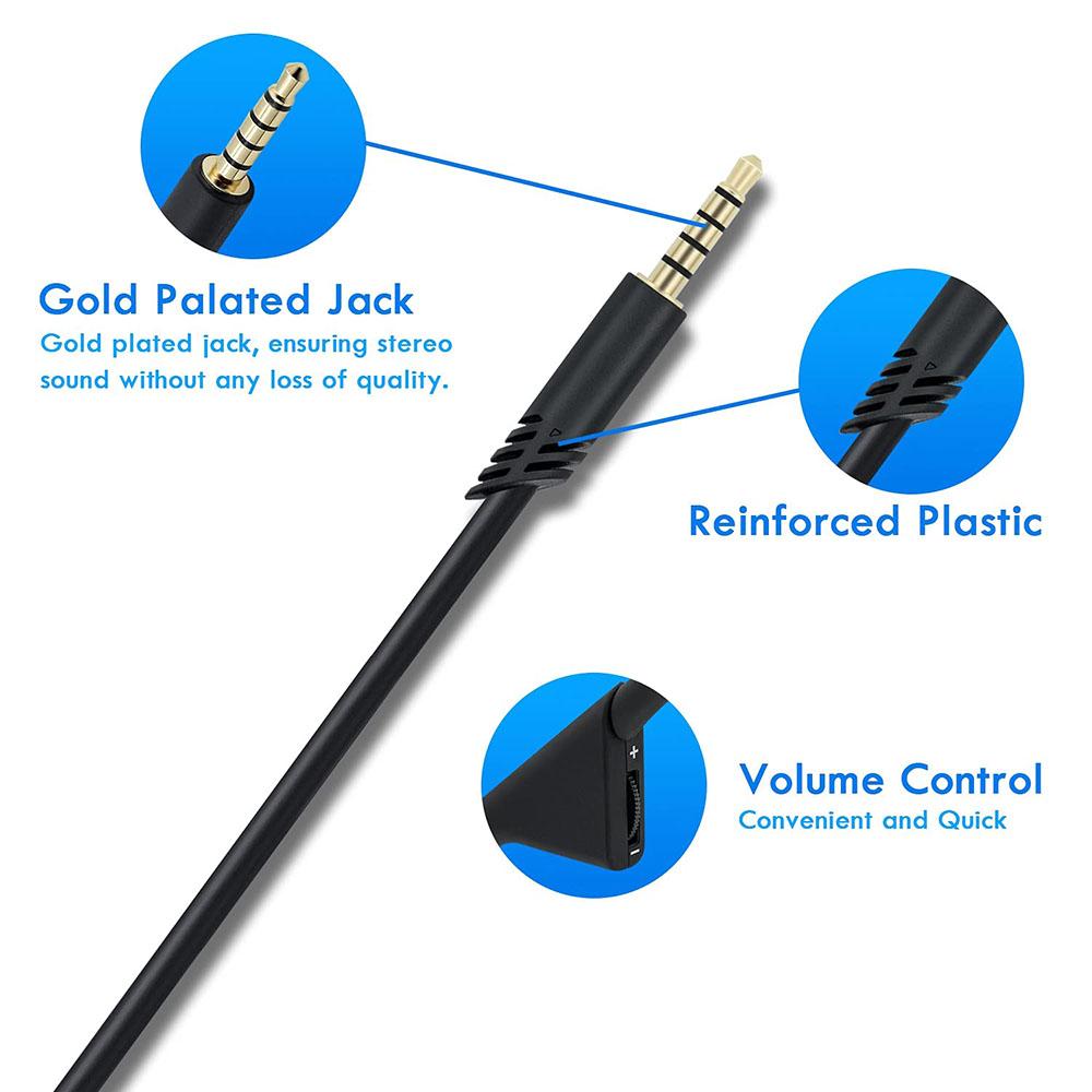 Replacement Audio Cable Cord Volume Control for Astro A10 A30 A40 Gaming Headset 2M