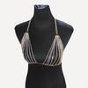 Women Fashion Rhinestone Shining Alloy Bra Chest Chain Sexy Body Chain Gold