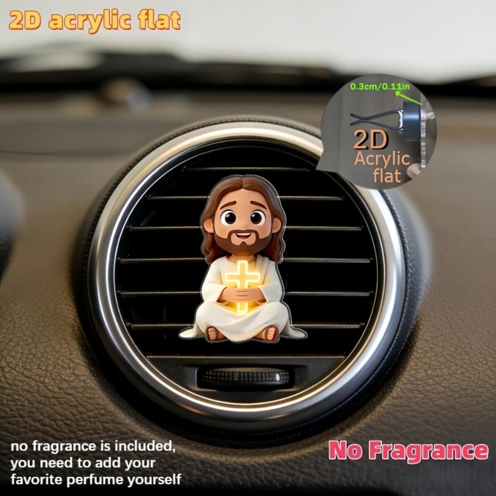 2D flat prayer car vent clip decorative diffuser (fragrance not included), car interior decoration, aromatherapy clip, ideal for holiday gifts