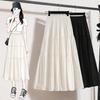 Women White Long Skirt Elastic Waist A-line Skirt High Waist Casual Slimming Cake Skirt Versatile Mid Length Dress Youthful Women Clothes