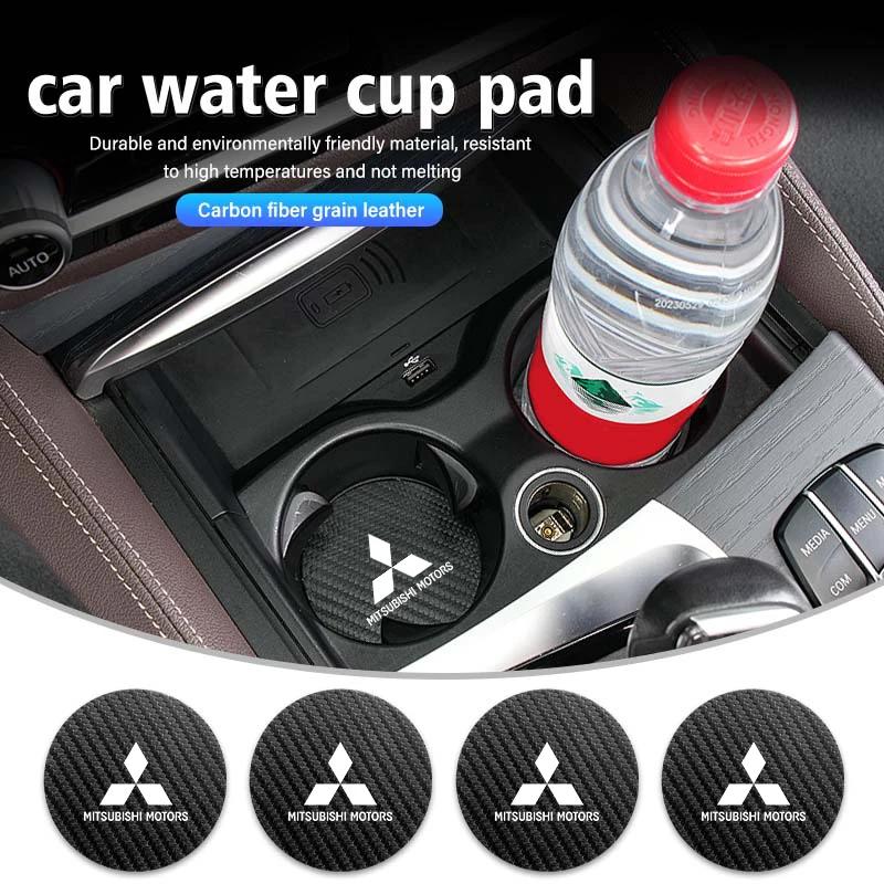 Carbon Fiber Car Cup Pad Interior Styling Coaster for Mitsubishi Triton L200 Xpander Pajero Sport Auto Accessories