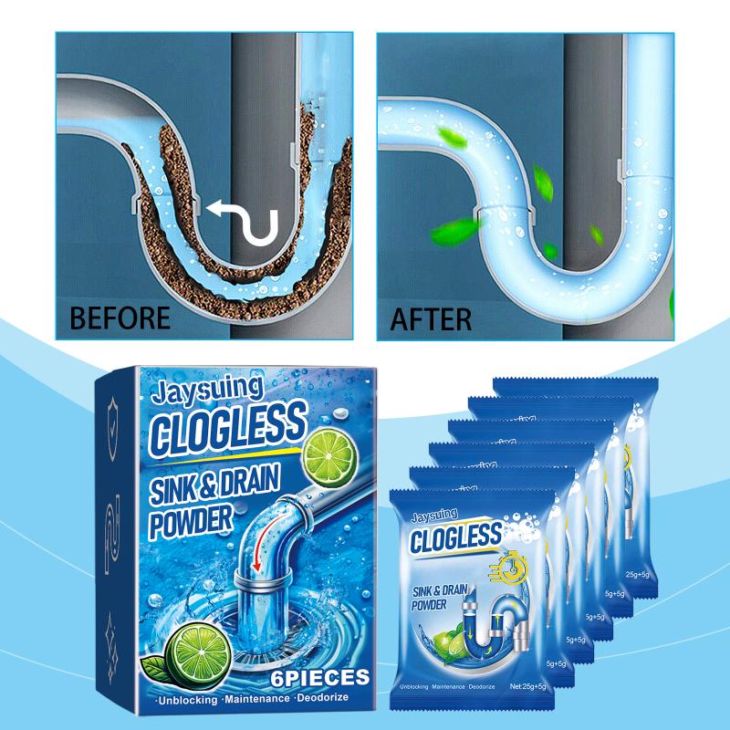 Powerful Drain Cleaner Powder 6pcs Pipe Unblocker For Kitchen Bathroom Sink Hair and Grease Clogs Effective Solution