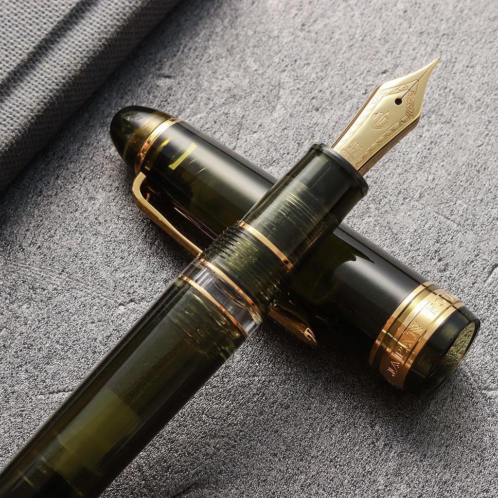 WANCHER Limited Edition SAILOR Original Profit Realo Champagne Dark Green 21K Gold Fountain Pen Special Fine [WANCHER Edition] (F Nib)