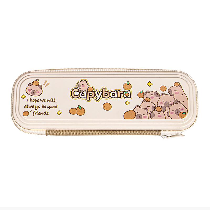 Large Capacity Capybara Pencil Case Pen Bag Student Stationery School Supplies Cute Cartoon Capybara Zipper Storage Box