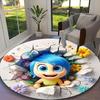 Inside Out Magical Purple Flower Rug Ideal for Reading Room, Multi-purpose Office Chair Sofa Carpet, Anti-slip Printed Home Round Rug