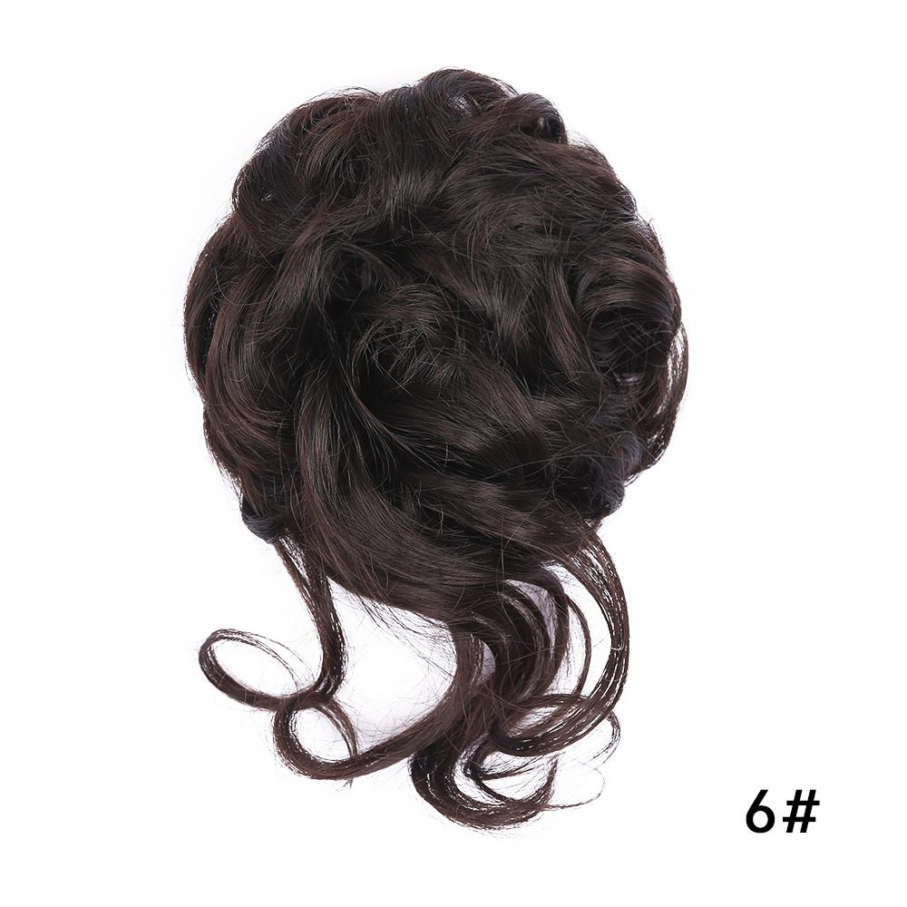 Синтетический пучок для волос, взлохмаченная прическа, накладные пучки для наращивания волос, эластичная повязка для волос, вьющиеся волосы, пучок, резинка для волос для женщин, черный