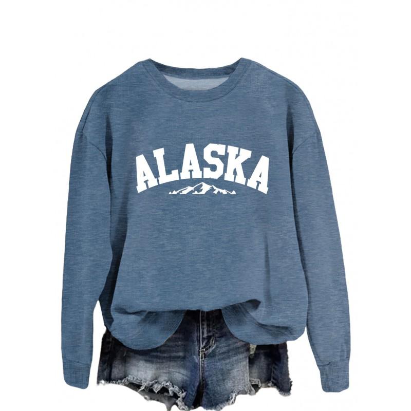 Womens Oversized Crewneck Long Sleeve Sweatshirt Casual Streetwear Printed Cotton Hoodie-Free Size S-XXL