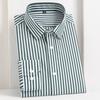 Men's 100% Cotton Non-Iron Colorblock Vertical Striped Dress Shirt Without Pocket, Comfortable Casual Versatile Button-Up Shirts