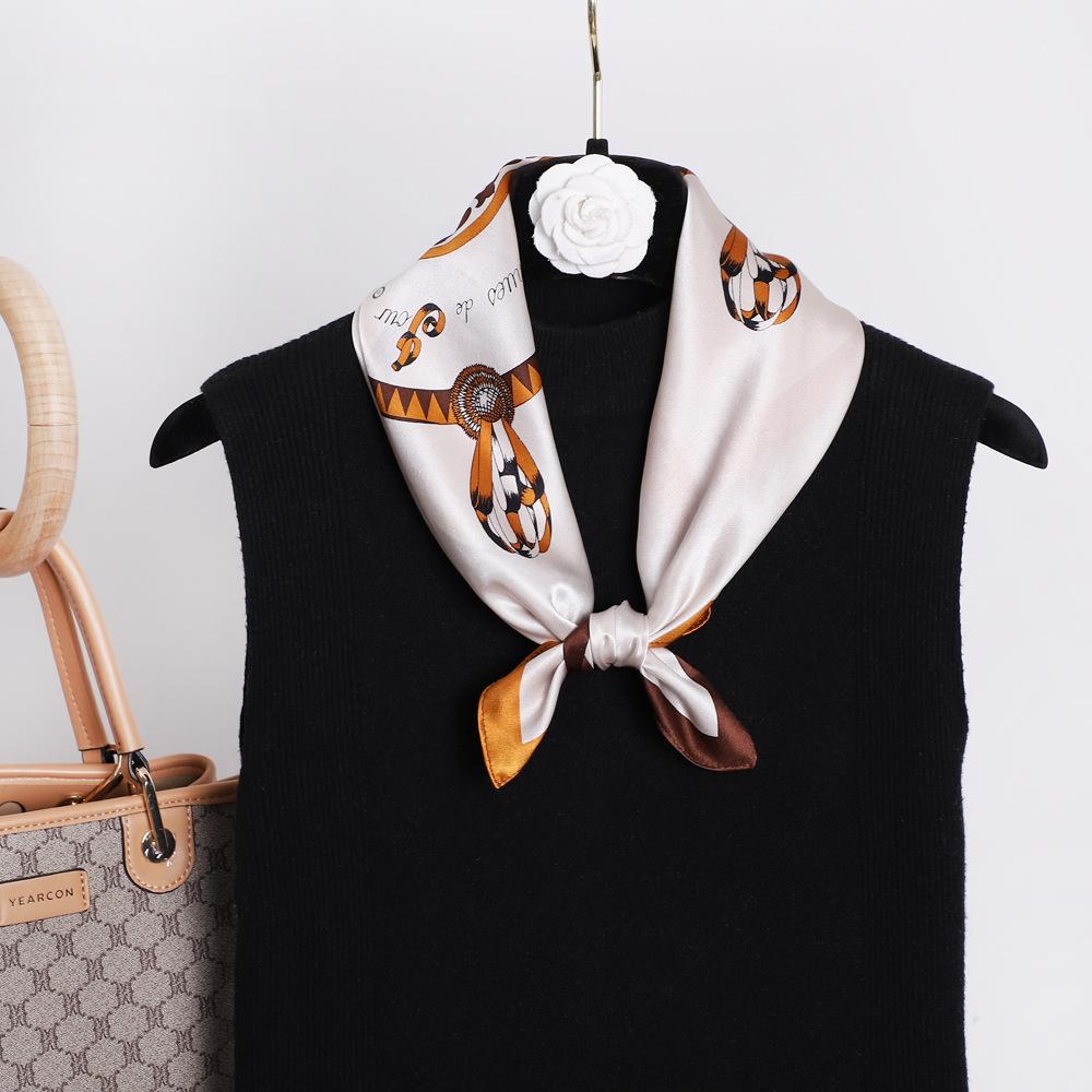 Spring And Summer Satin Long Scarf For Women Sunscreen Shawl Fashionable Beauty Scene Satin Long Scarf Versatile Travel Scarf