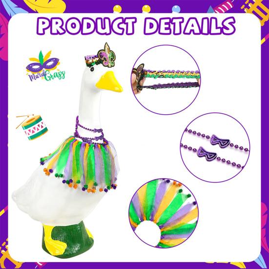 Костюм Большого Гуся с Пышной Юбкой из Тюля и Отделкой Меховыми Помпонами, Головной Убор для Марди Гра, Эластичная Лента, Кольца на Шею, Садовое Украшение Гуся для Праздника