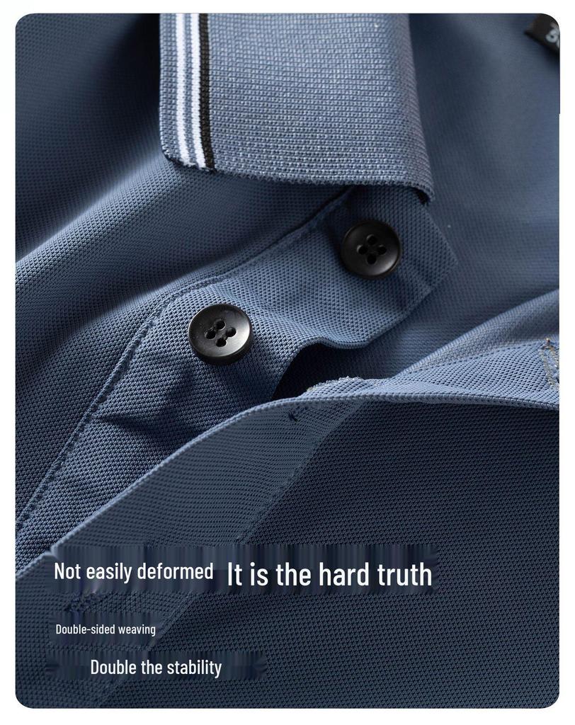 Рубашка поло из ледяного шелка: Мужской летний топ с коротким рукавом для людей среднего возраста (30-50 лет)