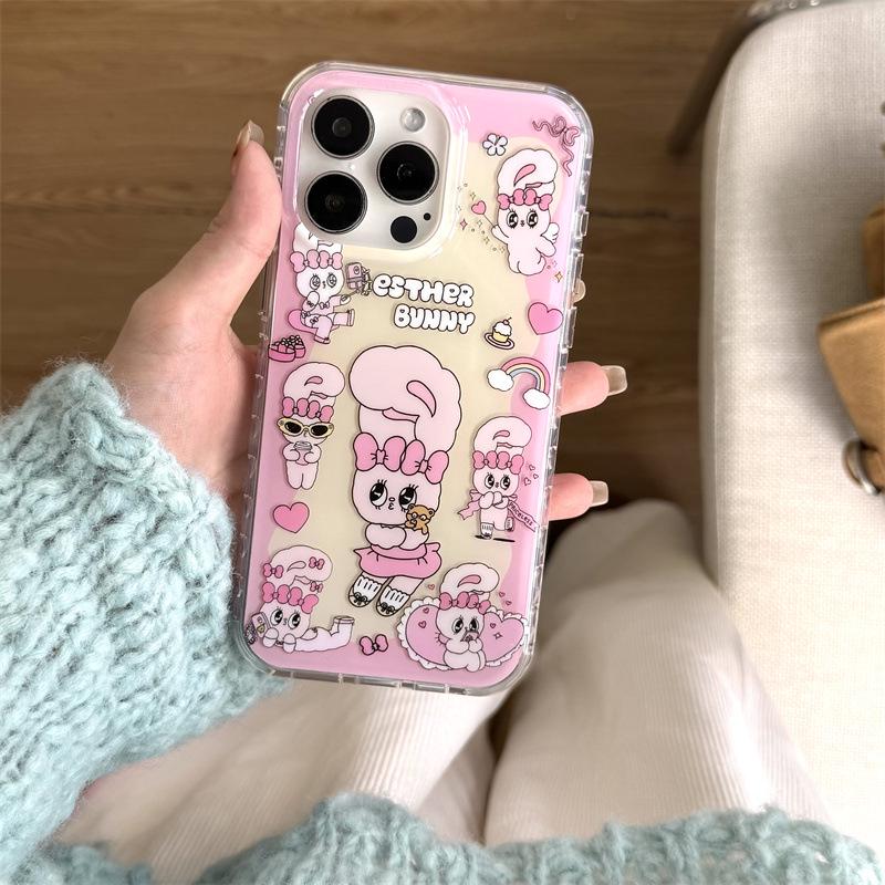 Розовый градиентное сердце Чехол для iPhone 17/16 Pro Max/15/14 - Дизайн Кролик Эсмеральда