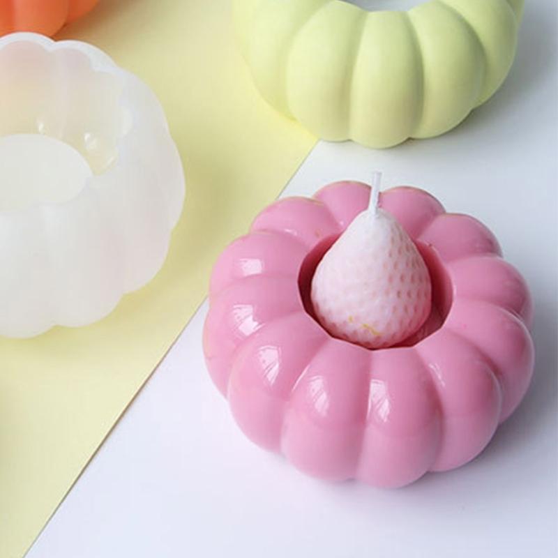 Resin Candle Holder Silicone Mold Pumpkin Tealight Resin Mold Candlestick Epoxy Casting Mold for Jewelry Box Home Decor