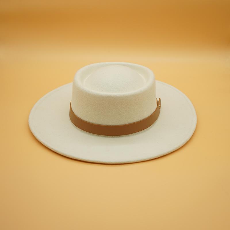 White Retro Woolen Belt Panama Jazz Top Hat Female Autumn And Winter French Felt Blogger The Same Internet Celebrity Tide