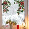 Static Window Cling 2Pcs Christmas Clings, Corner Wreath No?Glue Glass Decals with Holly Reusable Sticker Xmas Balls Bow Poinsettia, Stickers