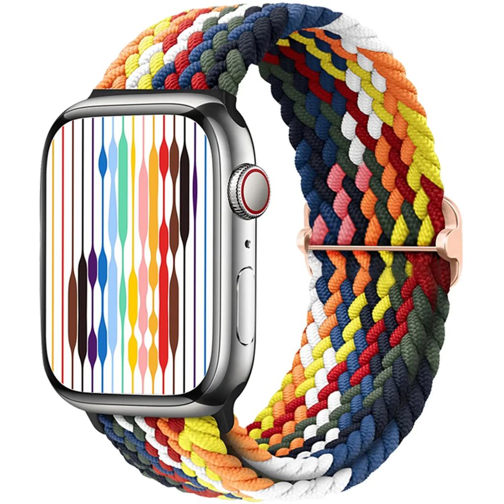 Нейлоновый ремешок для Apple Watch Ultra 2 49 мм 40 мм 44 мм 41 мм 38 45 мм Эластичный плетеный браслет-петля для iWatch Series 9 8 7 6 SE 5 4