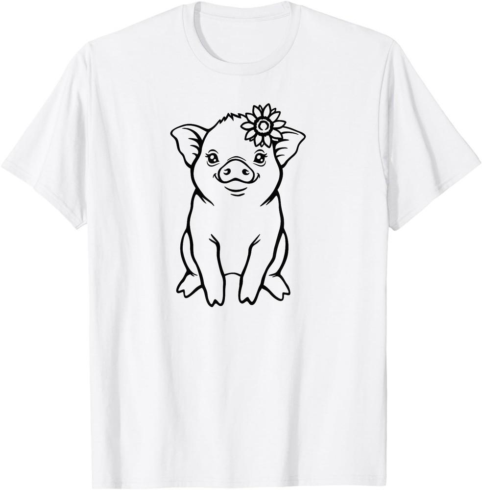 Cute Pig With Flower, Funny, Sarcastic, Jokes, Family T-Shirt Unisex T-Shirt