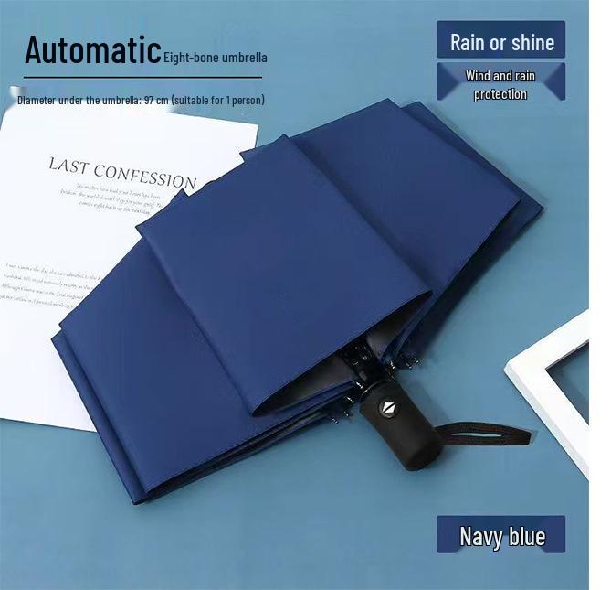 Полностью автоматический трехслойный зонт с черным клеем и защитой от УФ-лучей с логотипом для дождя или солнца