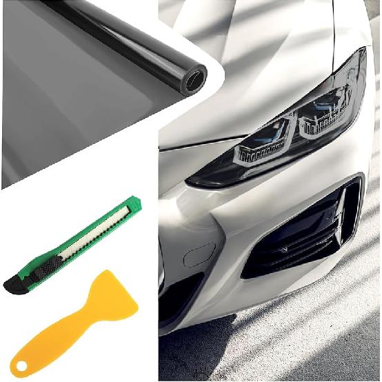 Good product12×47 Ih Car Headlight Tint Film,Self-Adhesive Tail Light Tint Film Kit with Squeegee & Cutter,Universal Taillight Tints Films