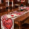72 x 13 Inch Valentines Day Table Runner – Red and Pink Hearts with Love and XOXO Lettering, Polka Dot Heart Pattern for Dining Room, Kitchen, and