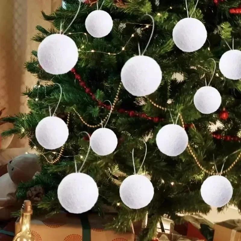 Белые Пенопластовые Снежки Рождественское Украшение Подвески на Елку DIY Рождественская Новогодняя Вечеринка Поделки Домашние Украшения Аксессуары