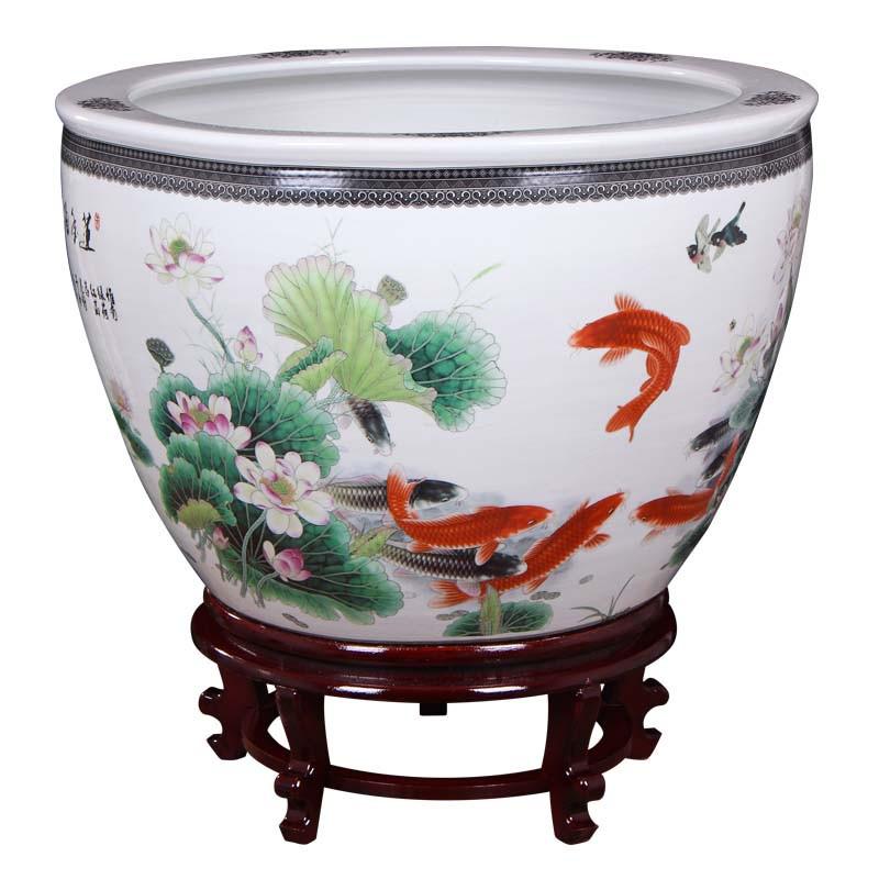 Large Ceramic Fish and Water Plant Tank, Ideal for Lotus, Water Lily, or Turtle in Courtyard or Hotel.