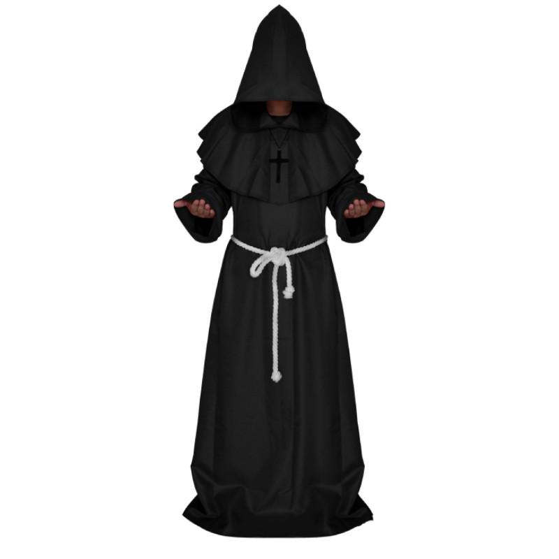 Средневековый Костюм Монаха Волшебника Жреца Комплект с Мантией и Шалью Для Косплей Мероприятий и Хэллоуина