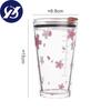 Дорожная стеклянная кофейная кружка Cherry Blossom, уличная термостойкая чашка с нескользящей крышкой, прозрачная чашка для завтрака с молоком
