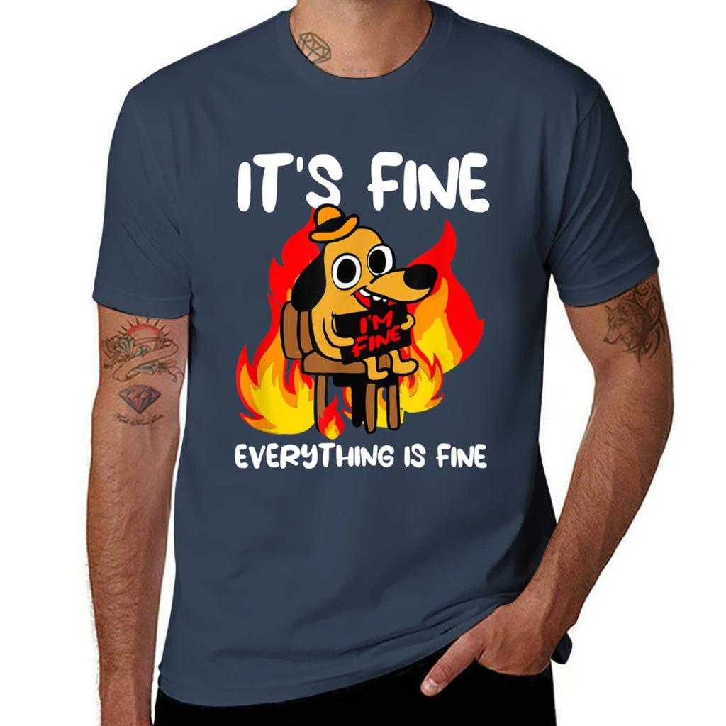 Its Fine Im Fine Everything Is Fine Funny Im Dog Tshirt Soft Durable Cotton Tshirt
