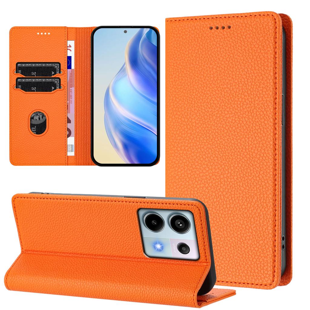 Для Xiaomi Poco X6 5G/Xiaomi Redmi Note 13 Pro 5G Чехол-кошелек с блокировкой RFID Кожаный чехол для мобильного телефона с текстурой личи