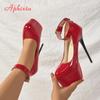 Aphixta 2 см пряжка ремня Pimps модель дефиле 16.5 см каблуки женские банкетные с круглым носком одинарные туфли большой размер 35-50