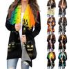 Женская мода, повседневный кардиган с принтом на Хэллоуин, средней длины, куртка, пальто