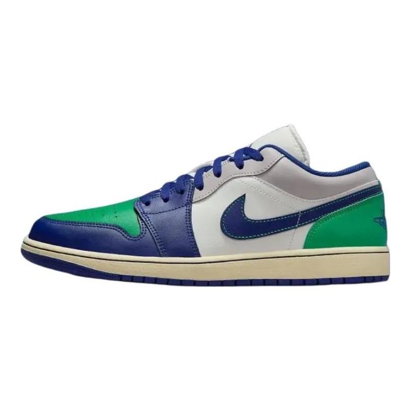 Jordan Air Jordan 1 Цзиньцзиньская Луна, Устойчивая к истиранию сумка для покупок, Низкие, Винтажные баскетбольные кроссовки, Унисекс, Белый, Зеленый, 553558-147(Команда1335-)