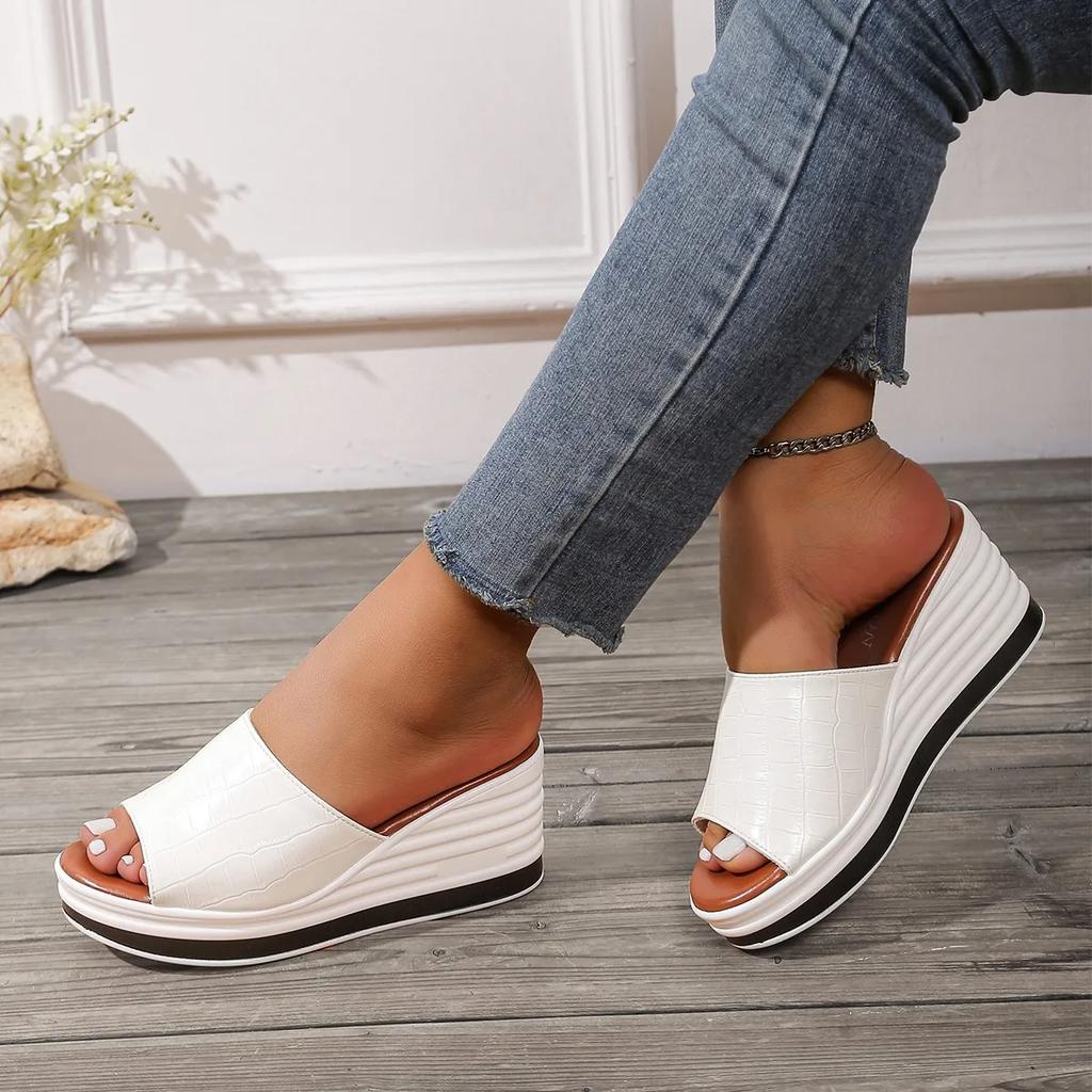 Женская обувь, горячая распродажа, женские тапочки с открытым носком, модные повседневные тапочки больших размеров, женские новые тапочки на танкетке с леопардовым принтом