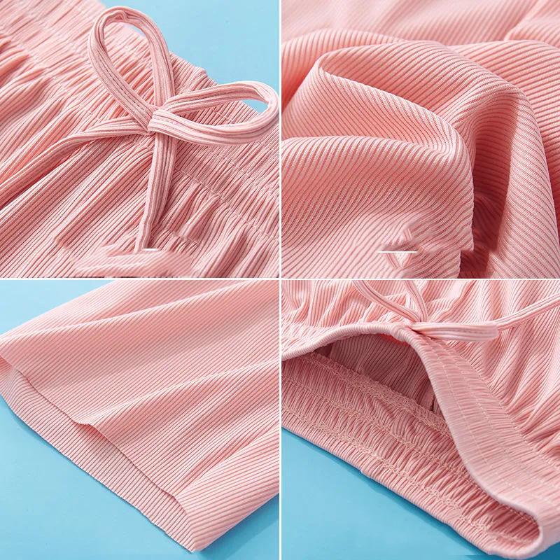 Брюки с защитой от комаров для девочек, летняя тонкая солнцезащитная детская одежда, кондиционер, прямые детские широкие брюки, летняя одежда