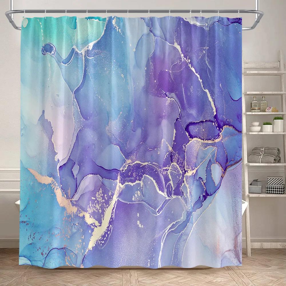 Горячий Мрамор Набор Занавесок для Душа Креативное Искусство Акварельными Чернилами Геометрический Современный Декор для Ванной Комнаты Коврик для Пола Коврики для Ванной Крышка для Унитаза