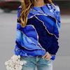Tops For Women Oil Painting Rivers Print Round Neck Long Sleeve T-shirt Fall Casual Slim Pullover Women's Long Sleeve Top